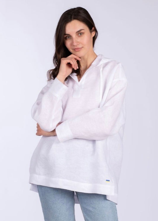 Hoodie White (Ukrainian Flag, Unisex)