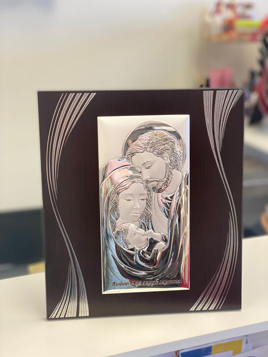 Silver Jesus Icon (Brown)