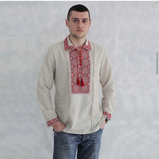 Traditional Vishivanka Shirt (While, Male)