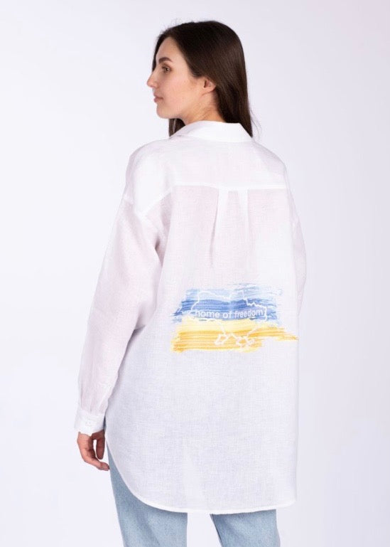 Shirt White (Ukrainian Flag, Female)