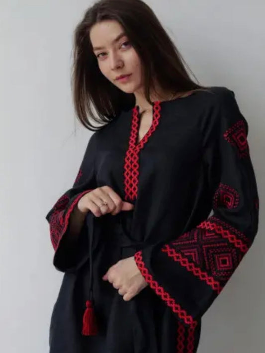 Traditional Vishivanka Dress (Red, Female)
