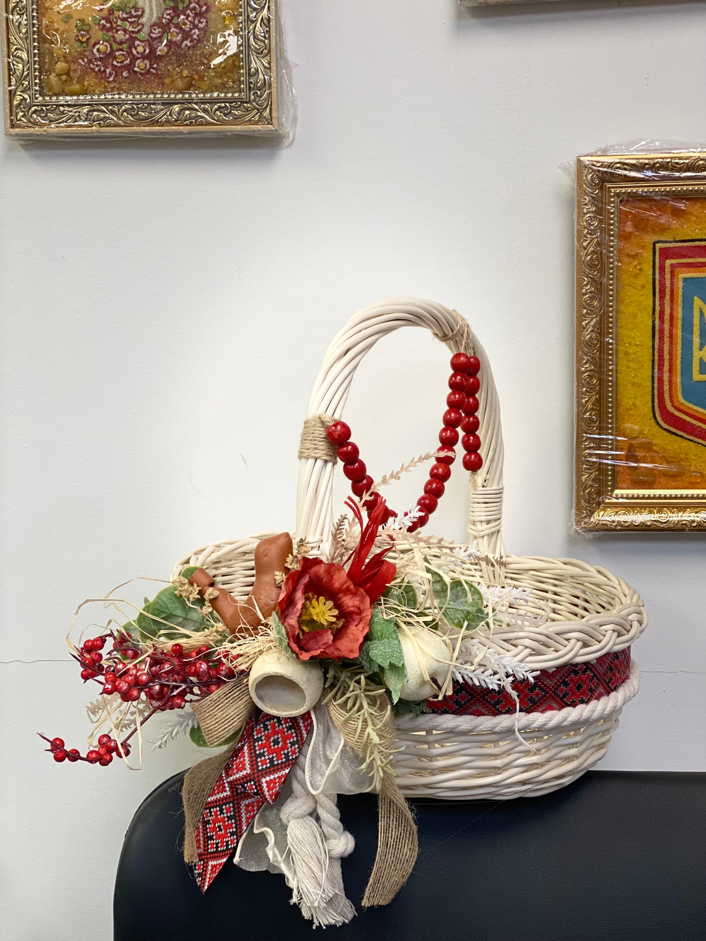 Easter basket in Ukrainian ethnic style