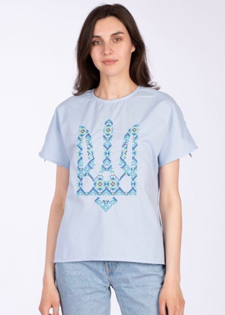T-Shirt (Ukranian Trident, Light Blue)
