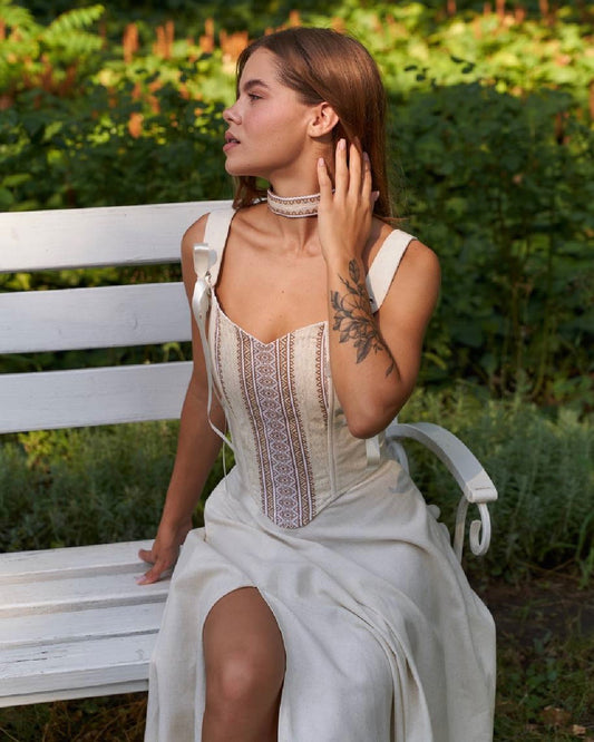 Traditional Vishivanka Dress (White, Female)